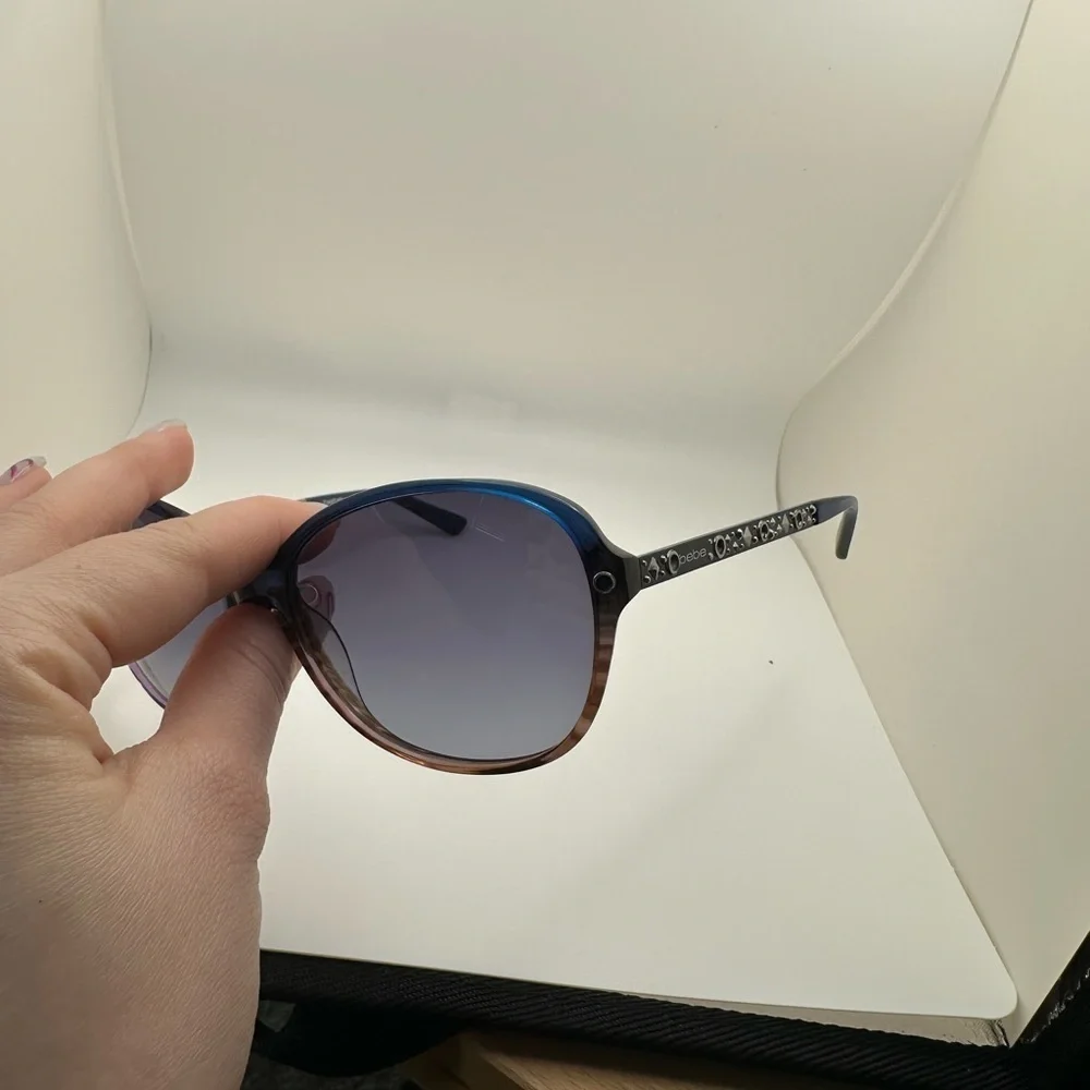 Bebe Kicking It Blue Brown Tortoise Sunglasses